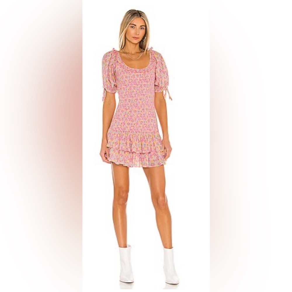 LoveShackFancy Pink Floral Mini Dress